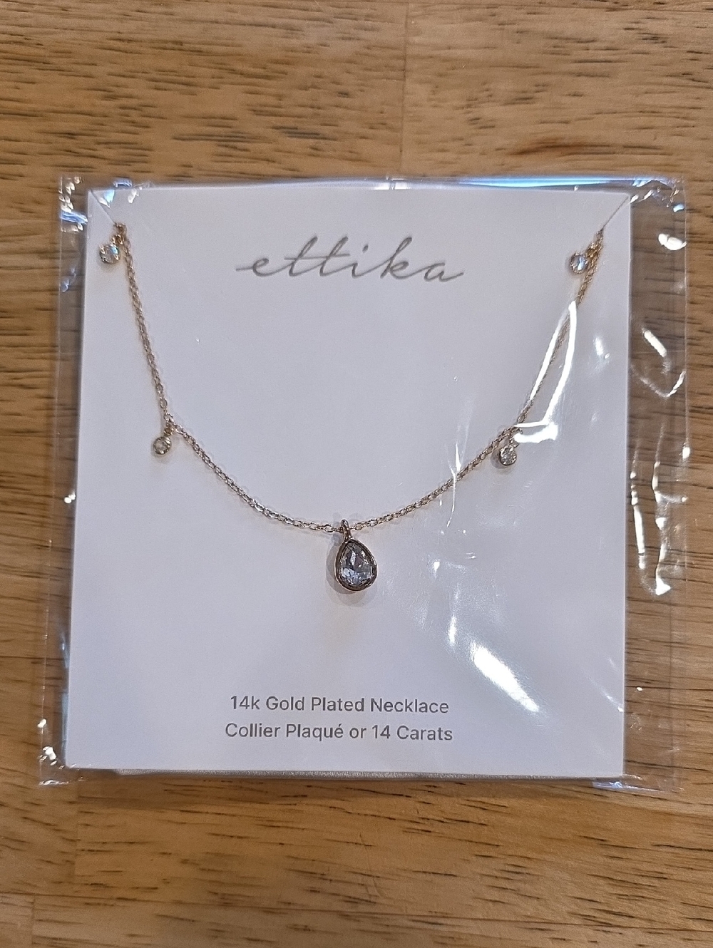ettika Gold Plated Teardrop Crystal Pendant Necklace